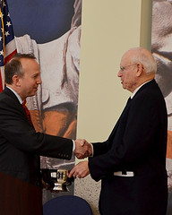 Governor Markell presents Judge Quillen with the Governor's Heritage Award
