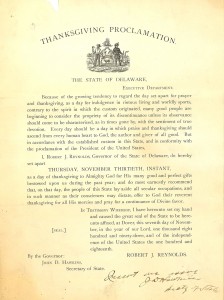 Gov. Reynolds Thanksgiving Proclamation, 1893 Governors Papers Collection RG 1302.007