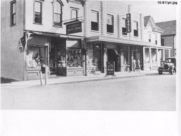 E. Market Street, Thorogood Store, Sussex Theatre, Bill King's House