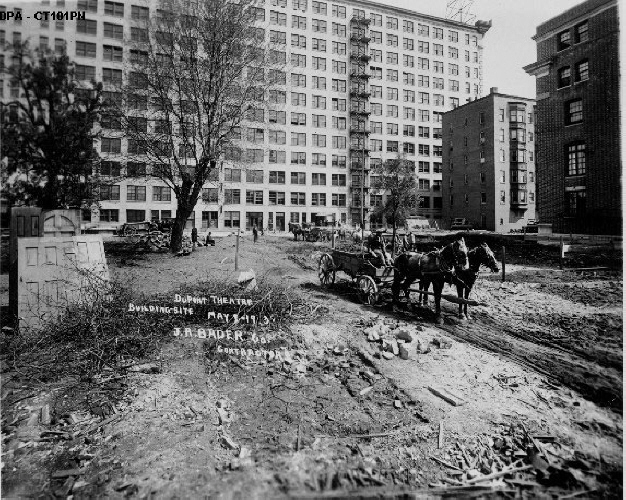 duPont Theatre building site, 10th and Market Street, Looking East from Orange Street 