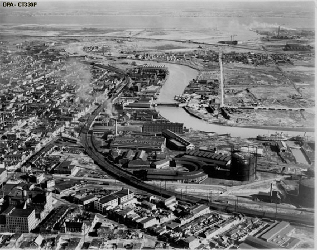 Christina River Industrial District Showing Bethlehem Steel Company Plant, Wilmington Provision Company, Marine Terminal Industrial Area and Delaware River in Background 