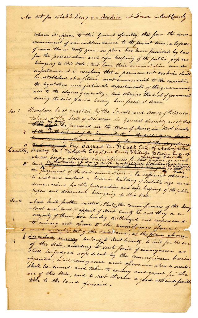 An Act for establishing an Archive at Dover in Kent County Page 1