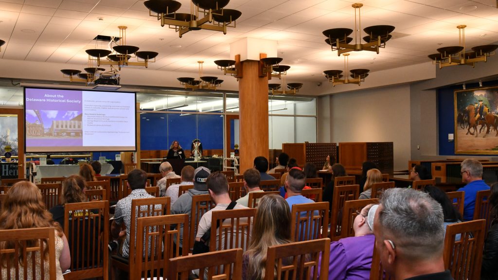 Delaware Historical Society’s Director of Education, Rebecca Fay, presents available resources