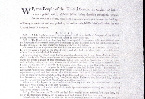 the first page of the constitution of the USA