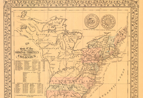 a map of the 13 colonies