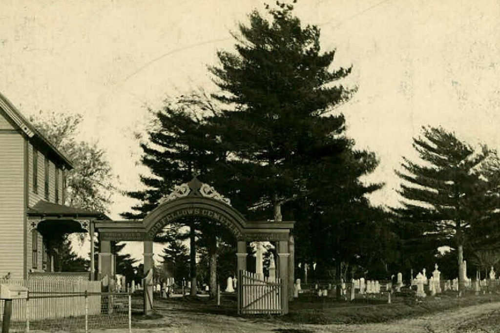 postcard image of a cemetery