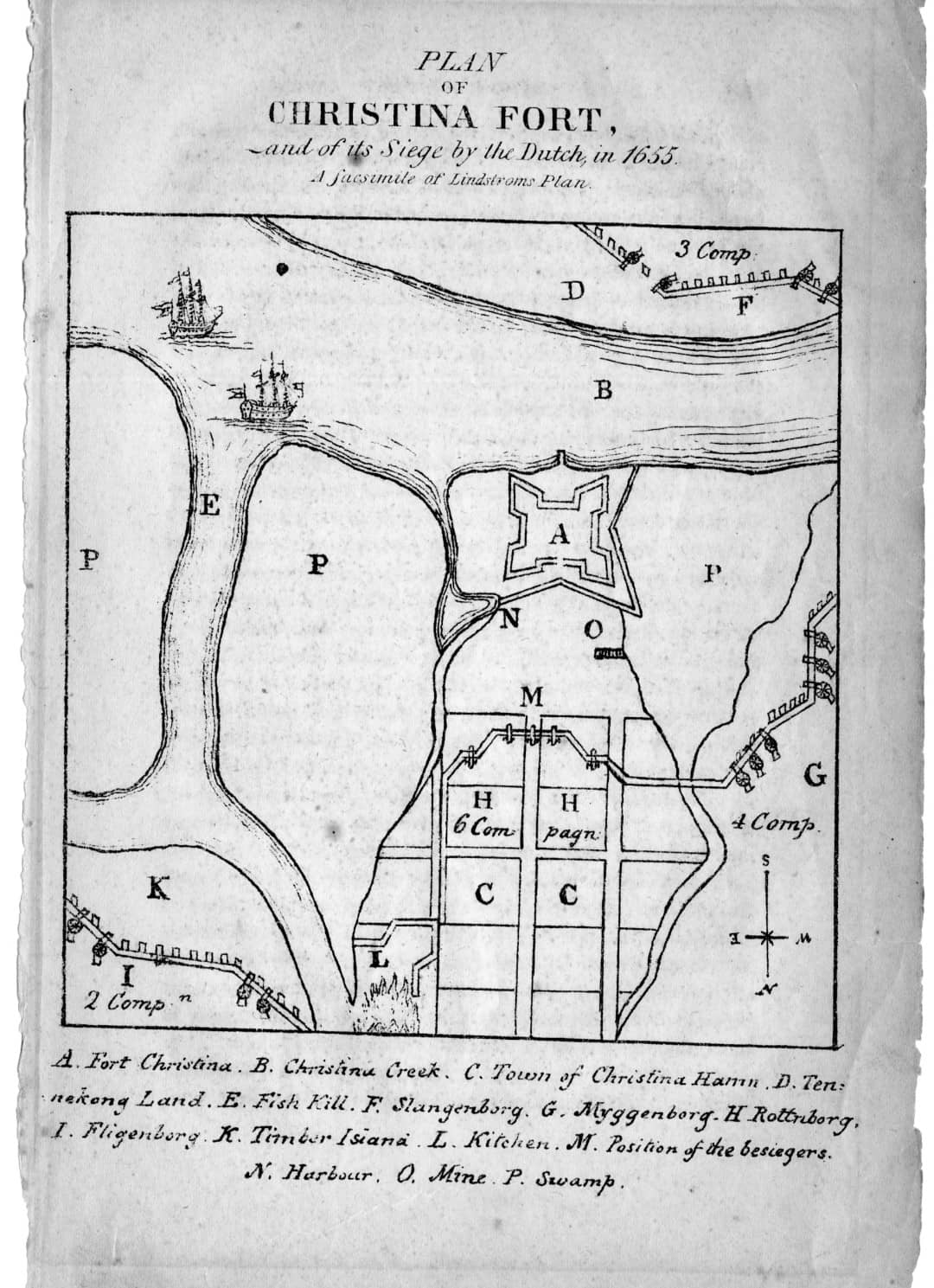 Plan of Christina Fort and the Dutch siege of 1655