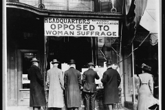 In 1911, the National Association Opposed to Woman Suffrage is organized. This organization is led by Mrs. Arthur Dodge, its members included wealthy, influential women, some Catholic clergymen, distillers and brewers, urban political machines, Southern Congressmen, and corporate capitalists.