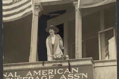 Jeannette Rankin of Montana is the first woman elected to the House of Representatives. Woodrow Wilson states that the Democratic Party platform will support suffrage. Congress woman Jeannette Rankin speaks from the NAWSA headquarters in 1917.